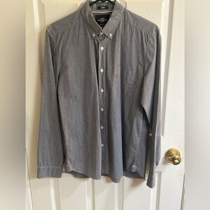 H&M LOGG Medium Fitted Shirt Black White Plaid Button Down 100% Cotton Casual